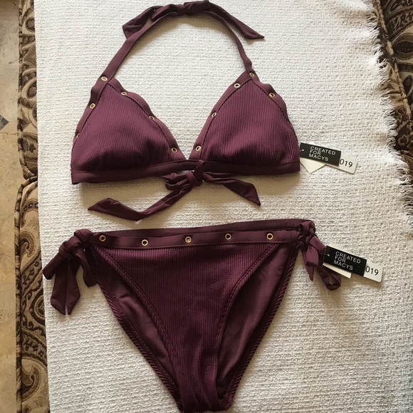 Bar iii Grommet Rib Bikini Set - Picture 7 of 10